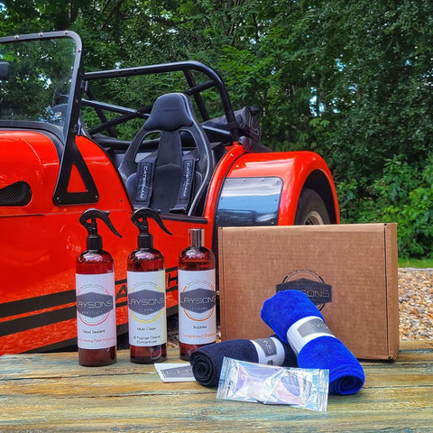 Laysons Car Washing Kit with Caterham Seven ready for Detailing